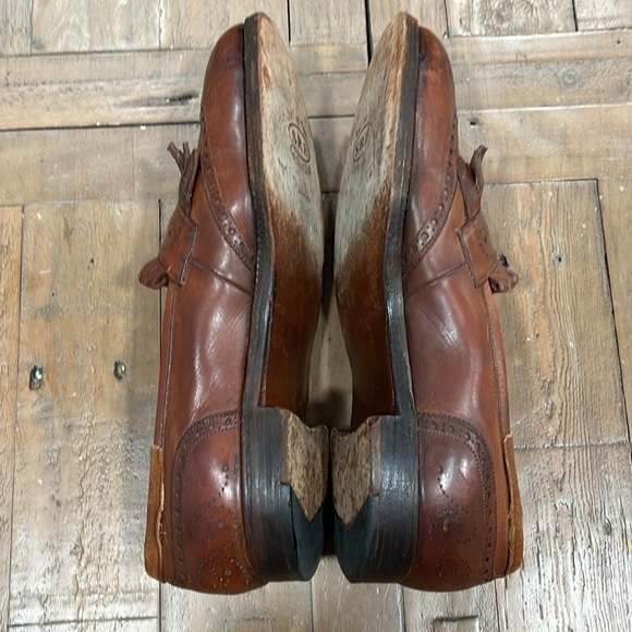 Paul Stuart brown leather fringed loafers main image 4